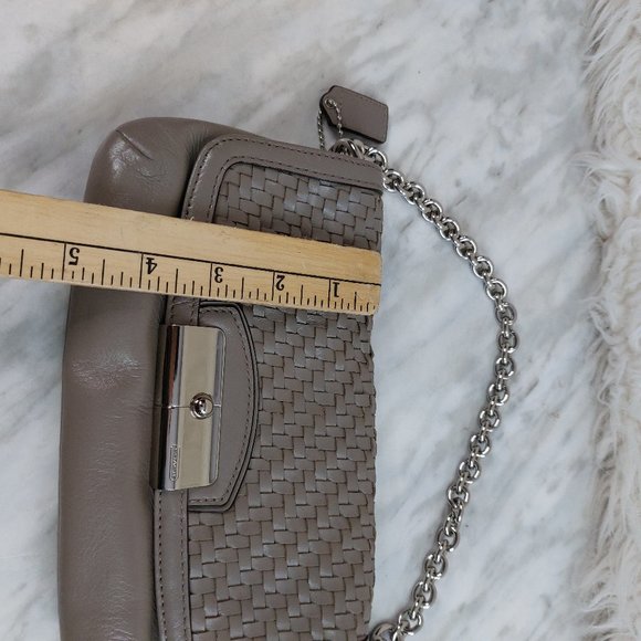 Coach Kristin Women's Weaving Elephant Gray Chain Strap LeatherMini Bag/Wristlet - Picture 7 of 10
